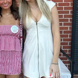 urban outfitters cream zip up dress